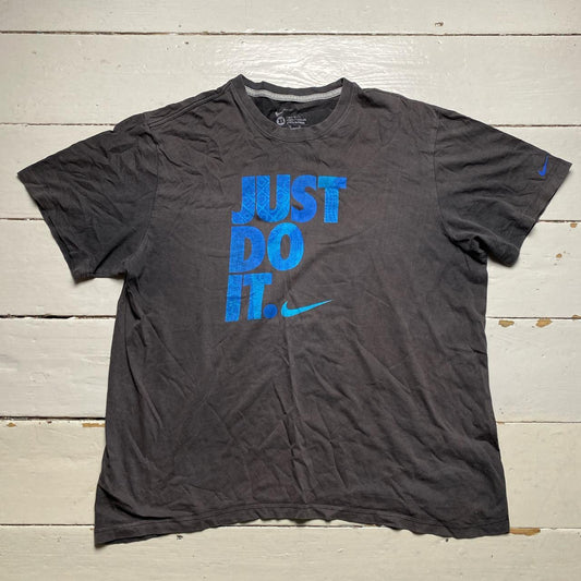 Nike Just Do It Vintage T Shirt Grey and Blue