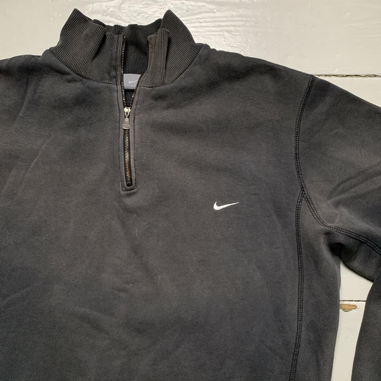 Nike Swoosh Vintage Grey and White Quarter Zip Jumper