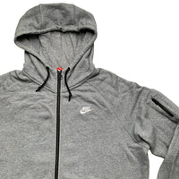Nike Grey and White Swoosh Hoodie Zip Arm Pocket (XL)