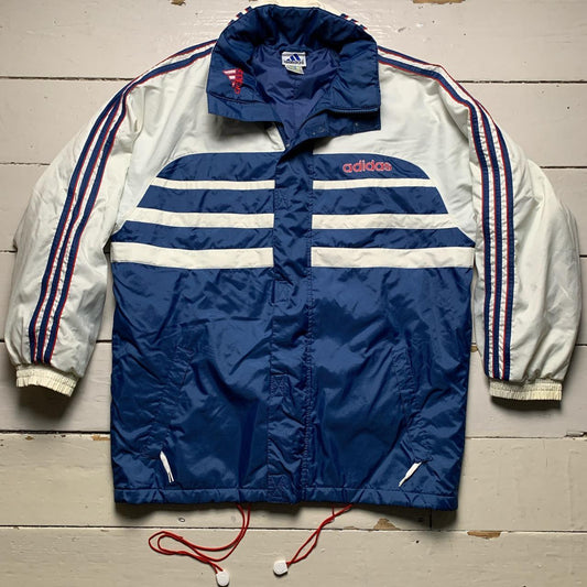 Adidas Vintage 90’s Blue White and Red Puffer Jacket