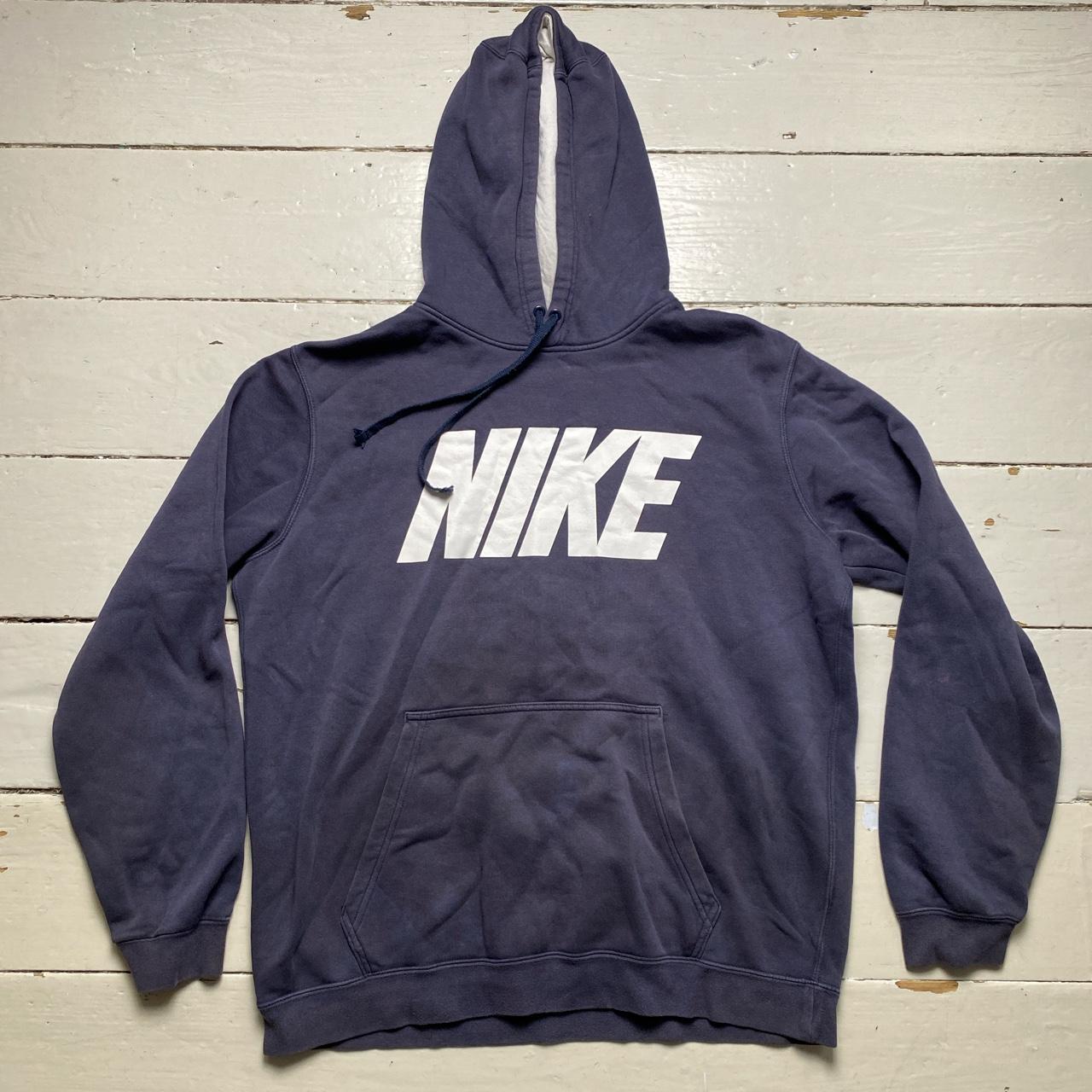 Nike Club Spellout Navy and White Hoodie