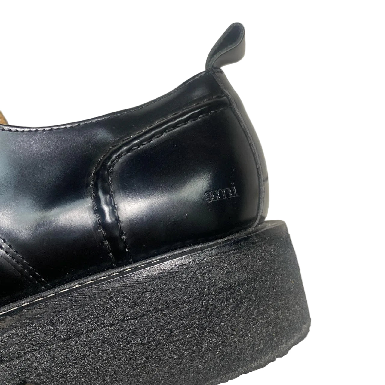 AMI Paris Leather Shiny Smart Black Brogue Shoes (UK 12)