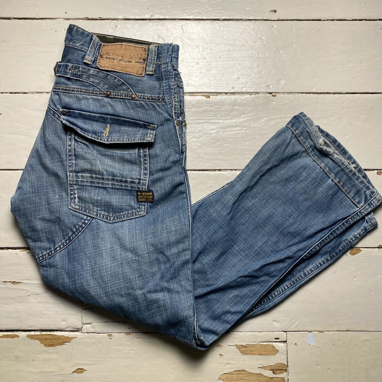 G Star Elwood 5620 Light Blue Stonewash Baggy Cargo Jeans