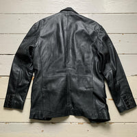 Aviatrix Black Leather Blazer Jacket