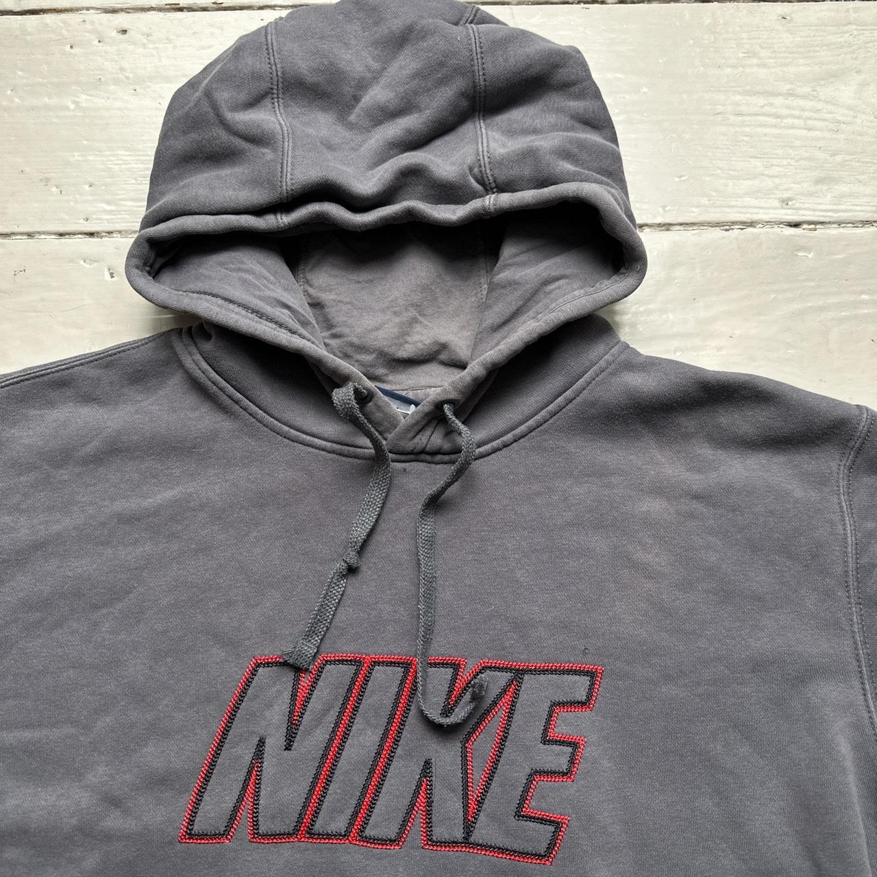 Nike Club Contrast Stitch Grey and Red Hoodie