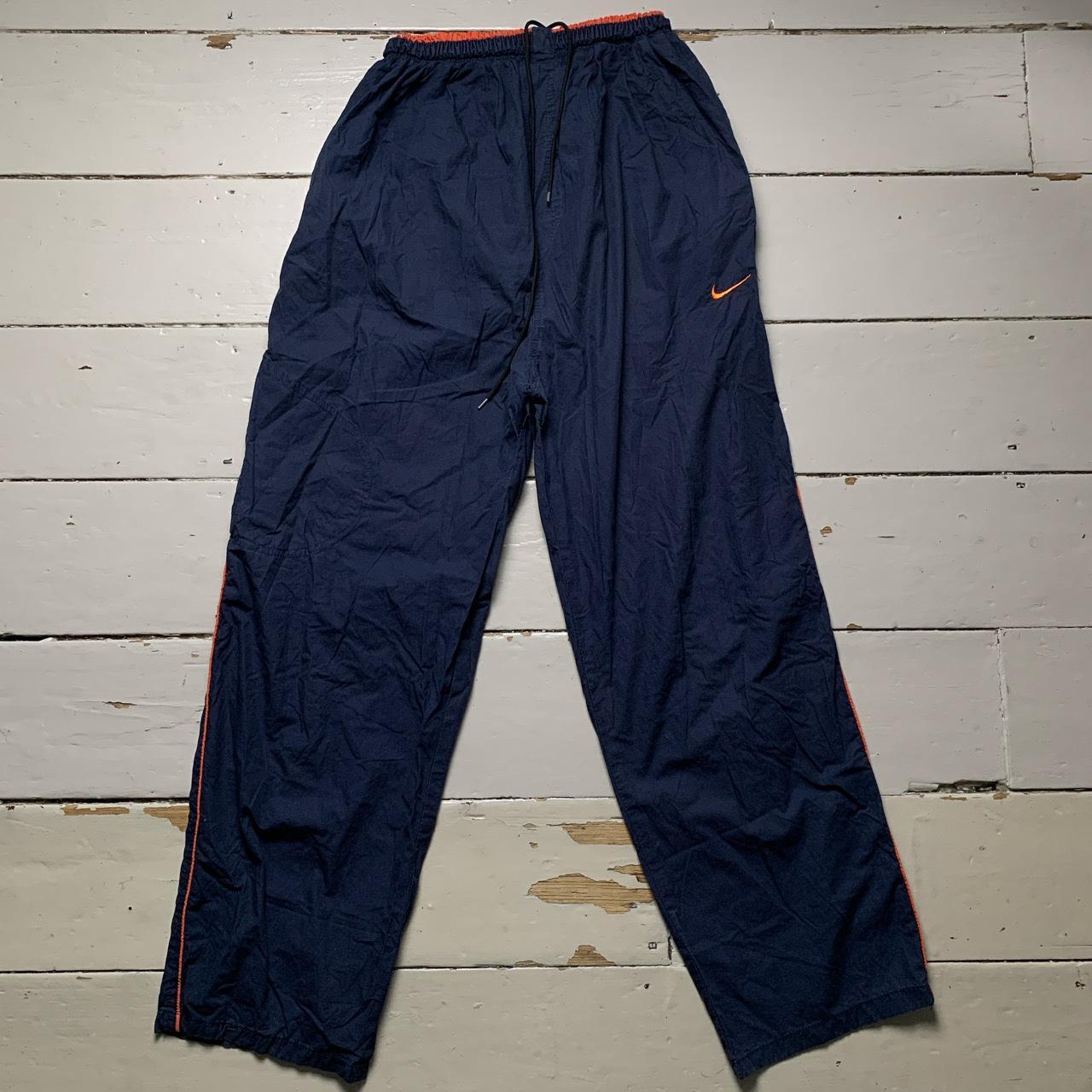 Nike Vintage Swoosh Navy and Orange Shell Trackpant Baggy Non Official Bottoms