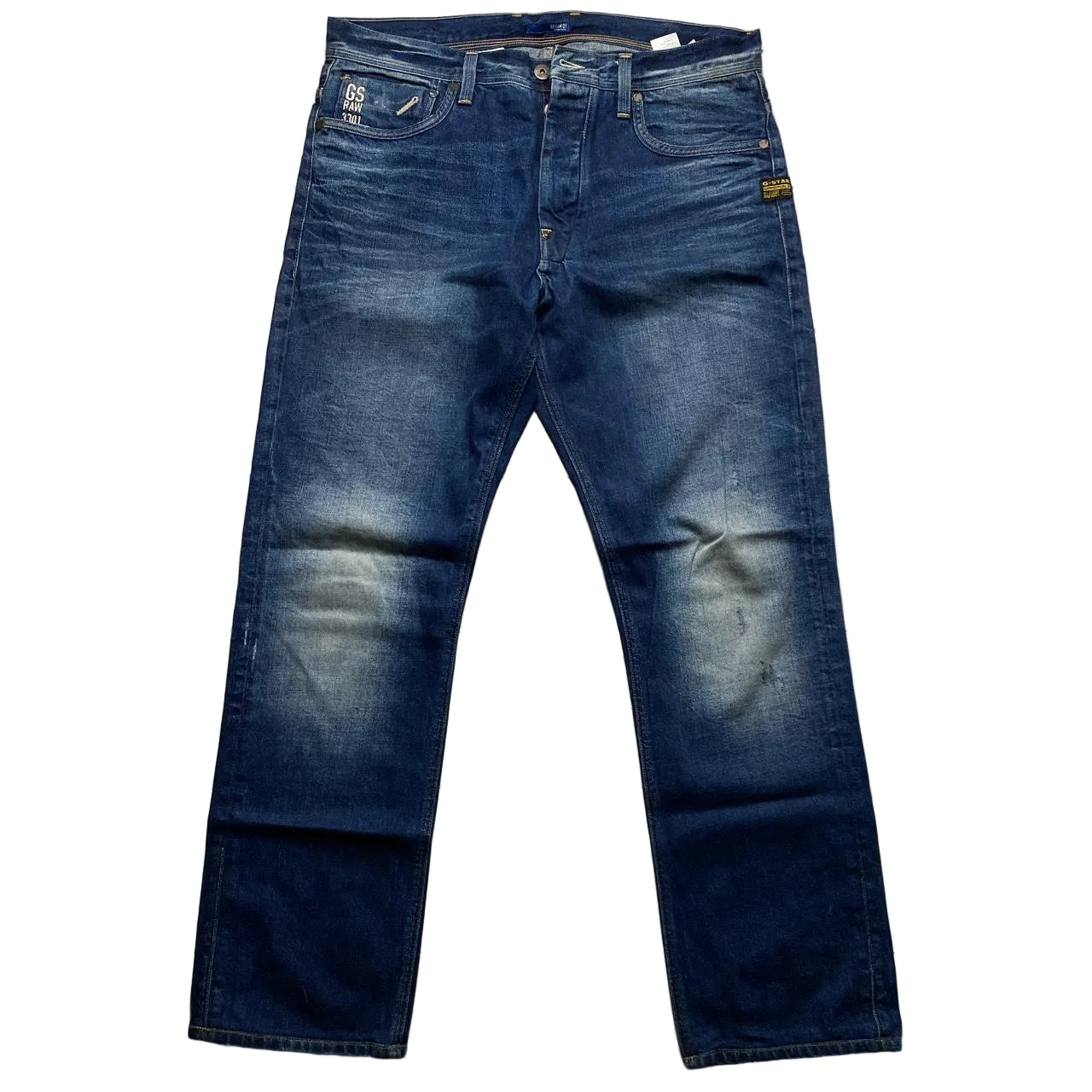 G Star Navy Stonewashed Jeans (36W)