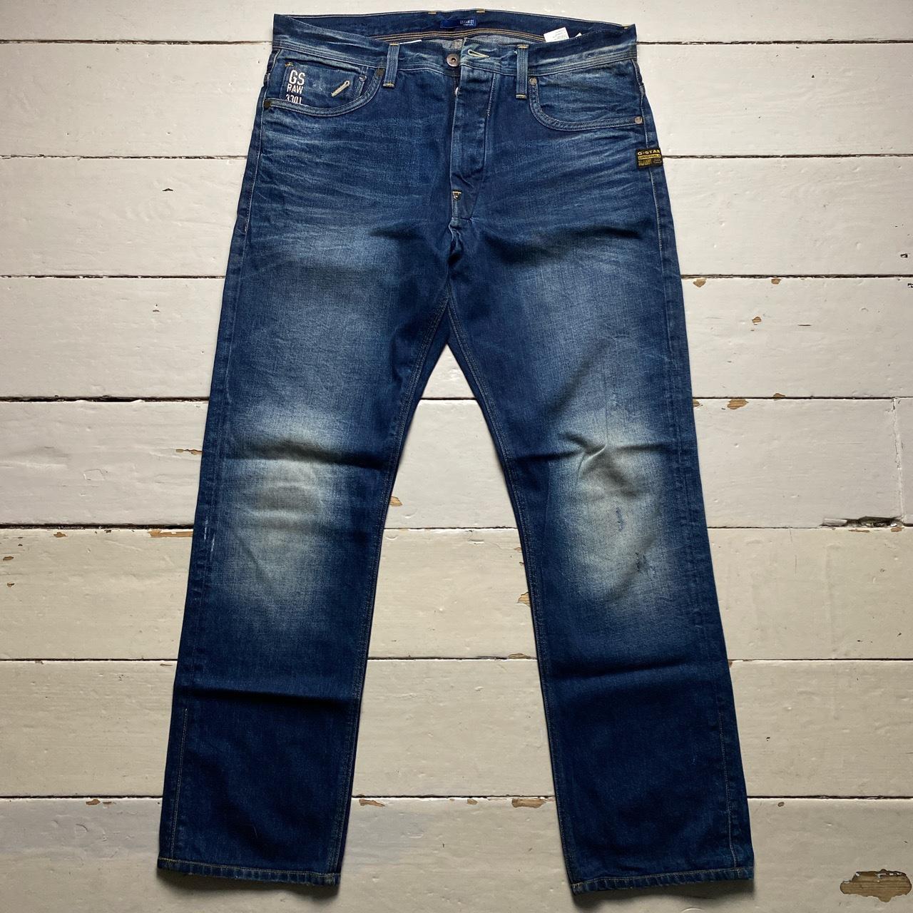 G Star Navy Stonewashed Jeans