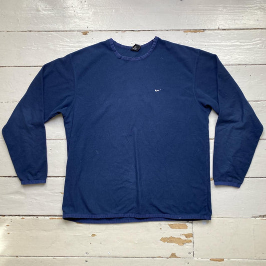 Nike Therma Fit Vintage Swoosh Navy and White Fleece Jumper