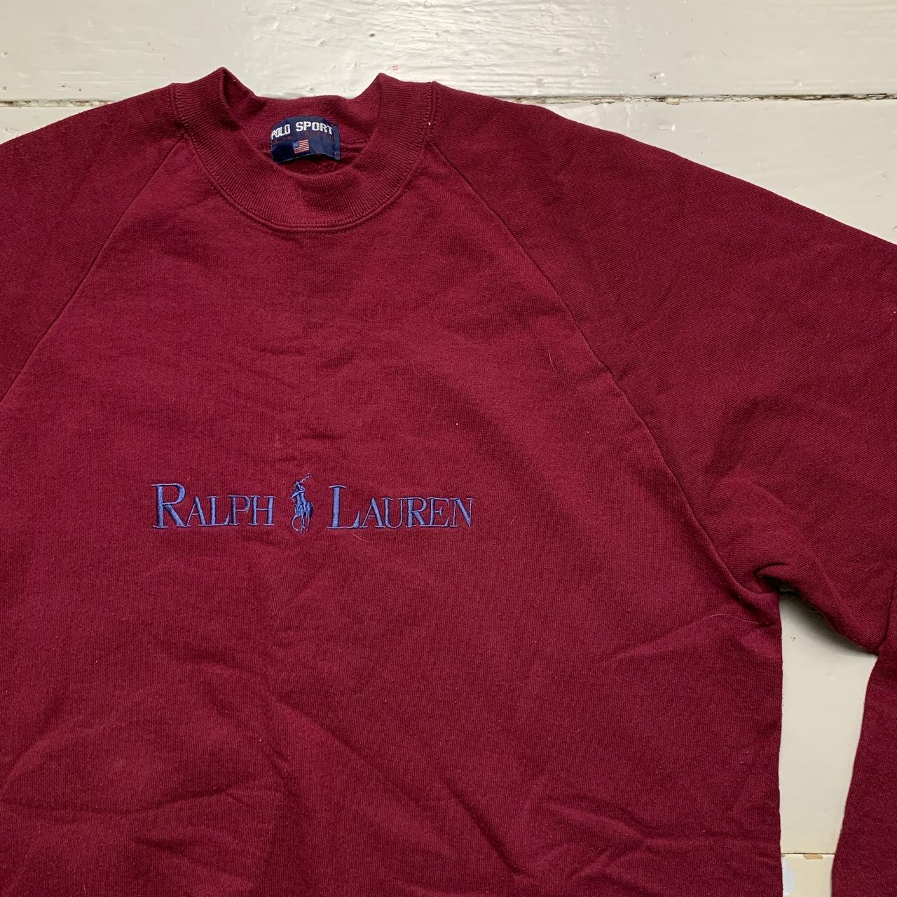 Polo Sport Vintage Ralph Lauren Jumper Burgundy and Blue