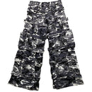 Criminal Damage White and Grey Camouflage Baggy Cargo Combat Bondage Trousers (32W)