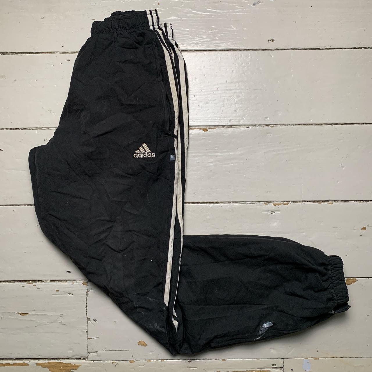 Adidas Vintage Baggy Shell Track Pant Bottoms Black and White