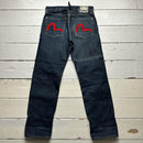 Evisu Lot 0005 Vintage Daicock Red Swoosh Navy Jeans