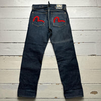 Evisu Lot 0005 Vintage Daicock Red Swoosh Navy Jeans