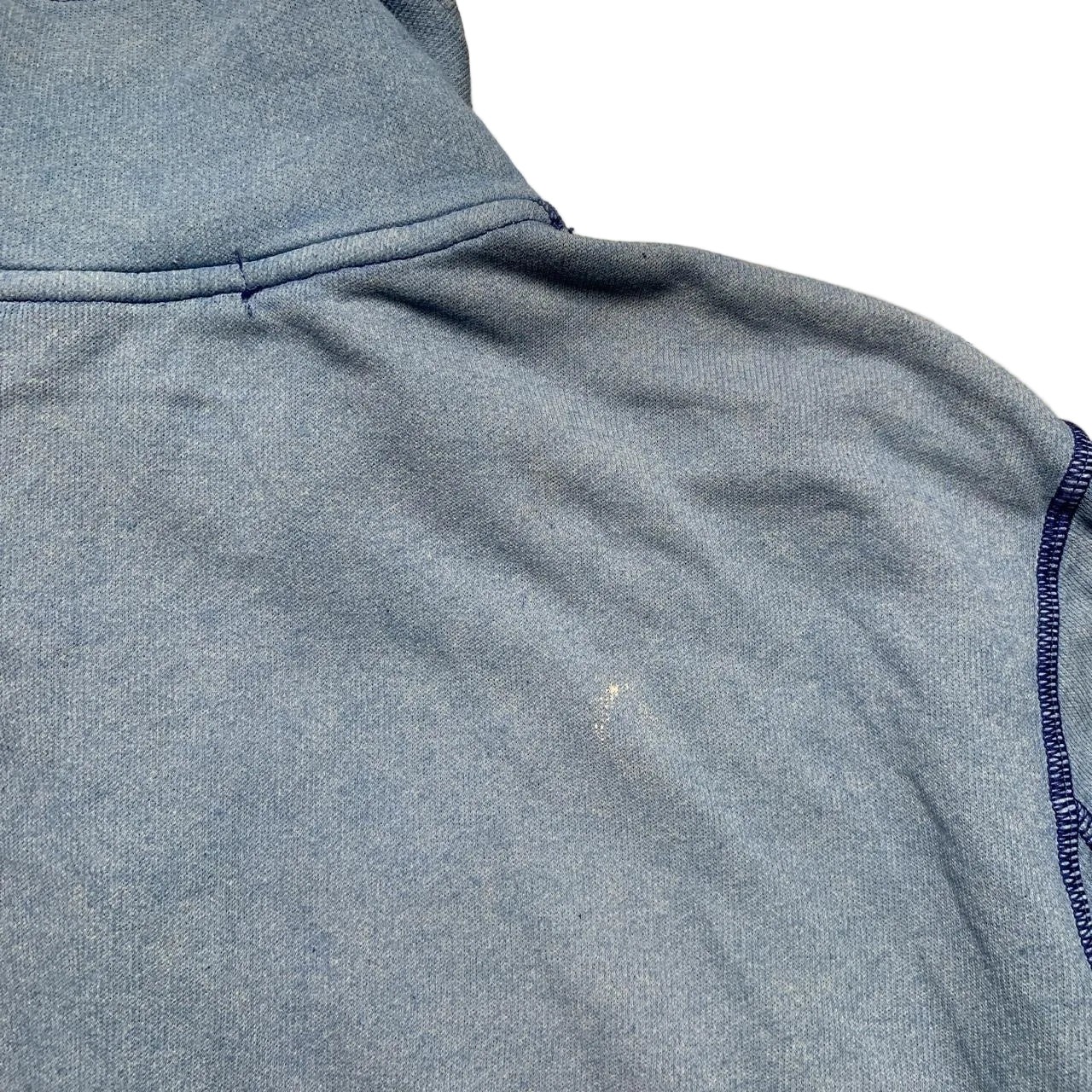 Stone Island Vintage Light Baby Blue Contrast Stitch Zip Button Quarter Zip Jumper (L)