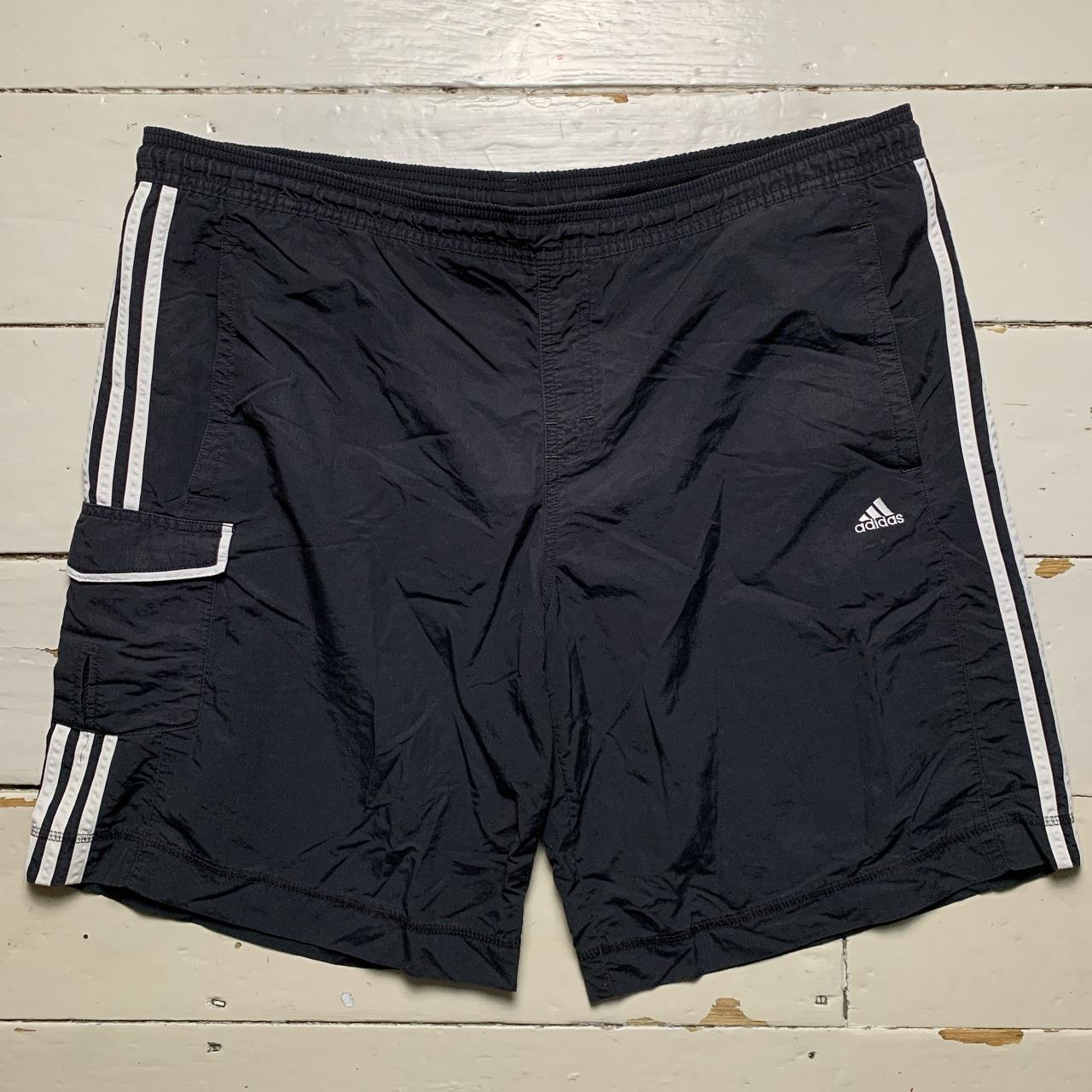 Adidas Vintage Black and White Track Pant Shell Swim Shorts