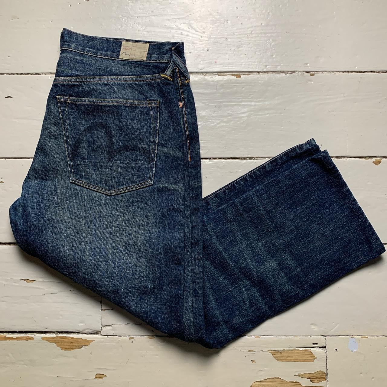 Evisu Vintage Navy and Black Daicock Swoosh Jeans