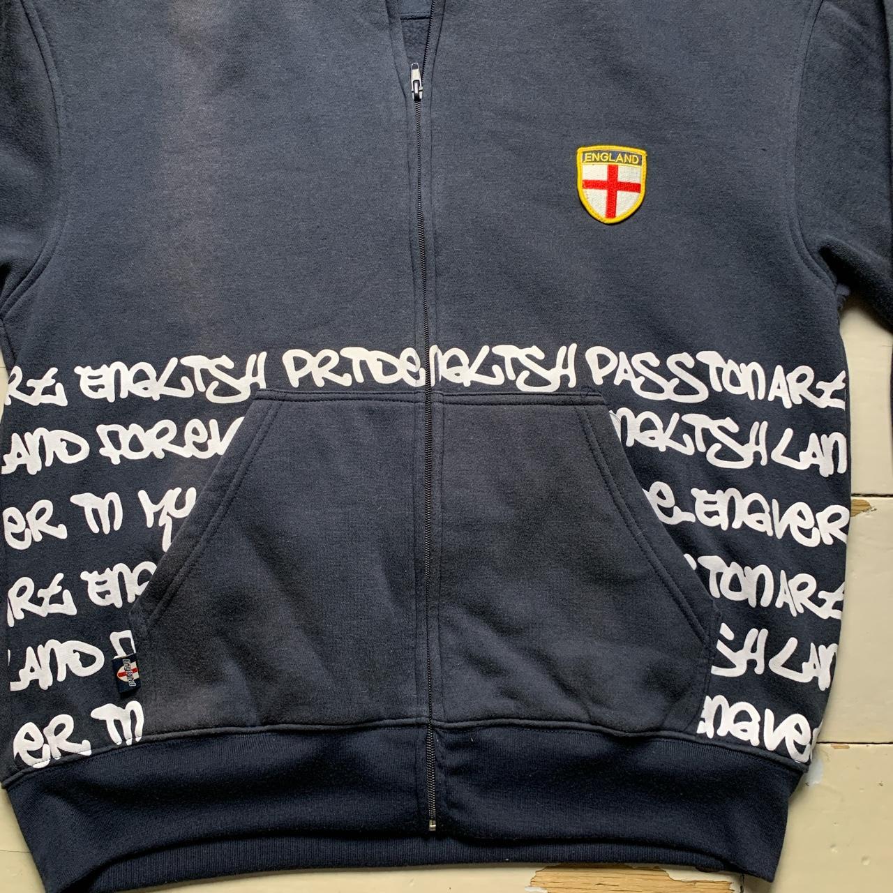 England Football Vintage Graffiti Navy and White Hoodie