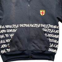 England Football Vintage Graffiti Navy and White Hoodie (M)