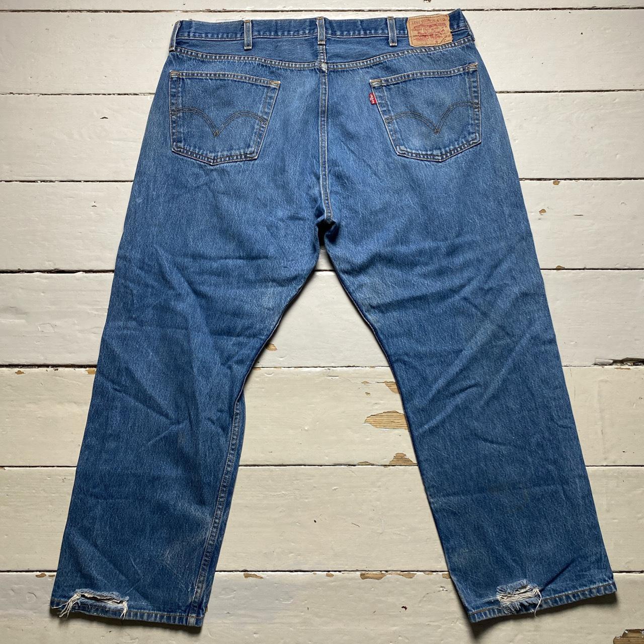 Levis 501 Baggy Light Blue Distressed Jeans