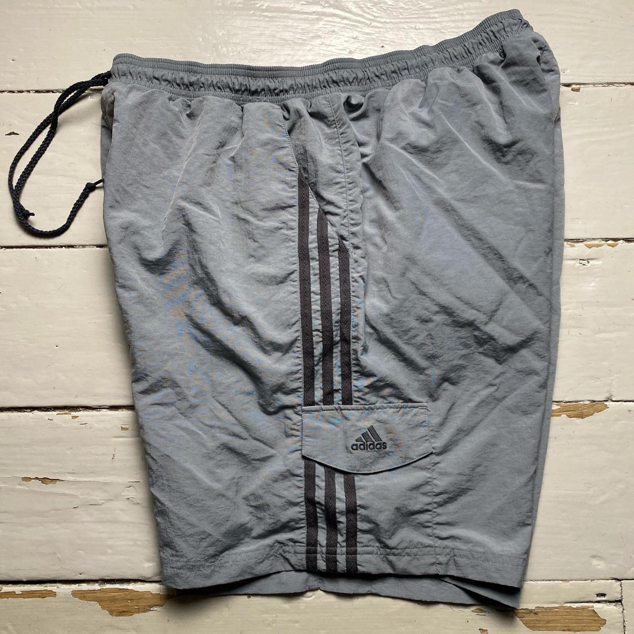 Adidas Grey 3 Stripe and Silver Shell Trackpant Shorts