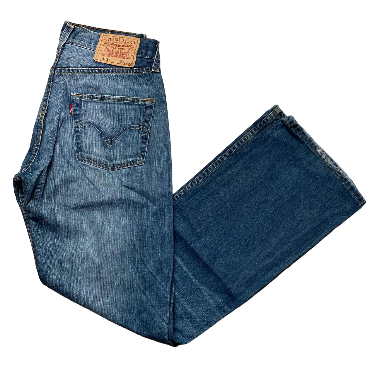 Levis 501 Light Blue Stonewashed Baggy Vintage Jeans (30W)