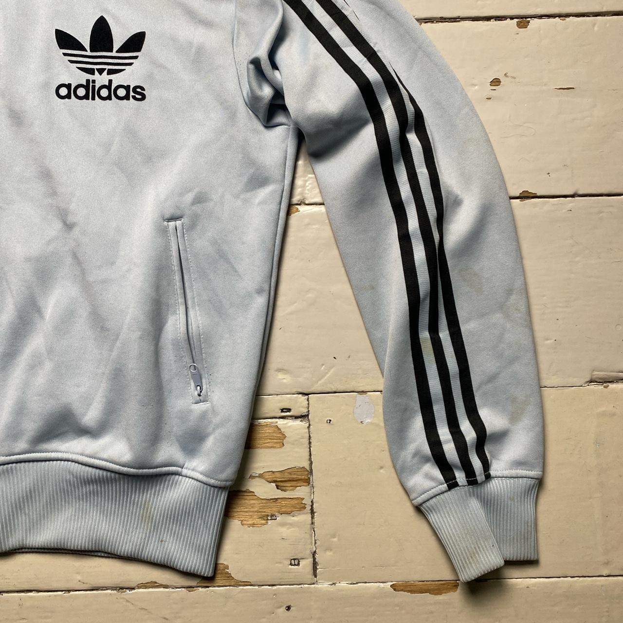 Adidas Originals Baby Blue and Navy 3 Stripe Hoodie