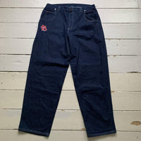 FUBU Vintage Carpenter Baggy Hip Hop Cargo Navy White Stitch Jeans