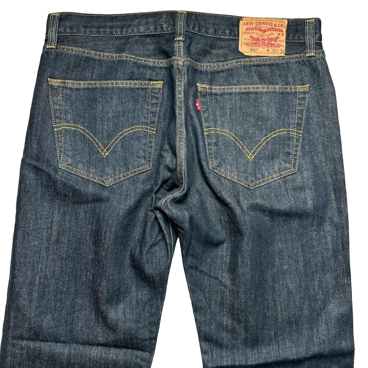 Levis 501 Dark Navy Baggy Vintage Jeans (34W)