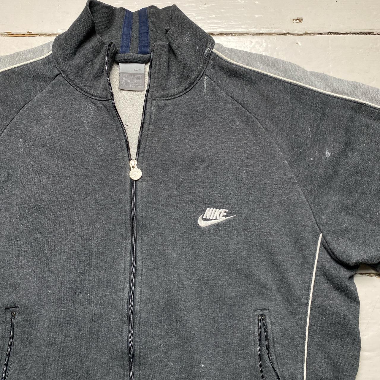 Nike Vintage Grey and White Swoosh Zip Jumper