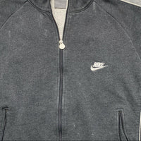 Nike Vintage Grey and White Swoosh Zip Jumper (M)
