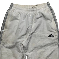 Adidas White and Navy Stripe Shell Track Pant Bottoms (S)