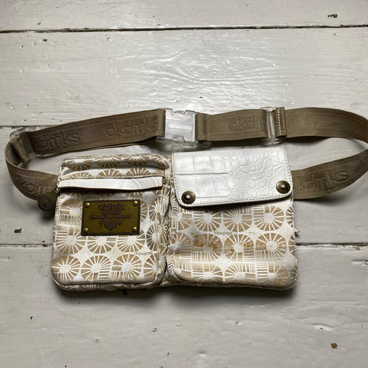 Akademiks Vintage White and Gold Pouch Fanny Pack
