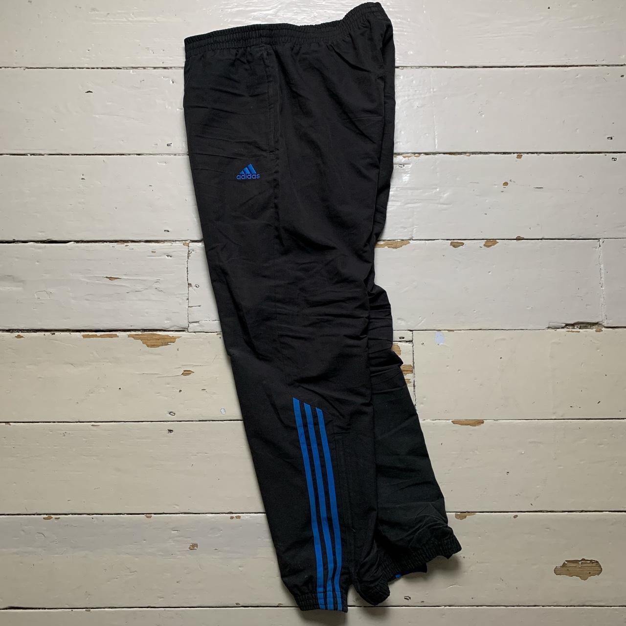 Adidas Black and Blue Baggy Shell Bottoms