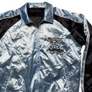 Avirex Satin Baby Blue and Navy Bomber Jacket (L)