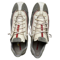 Prada Leather White Grey and Red Driving Loafer Shoes (UK 10.5)