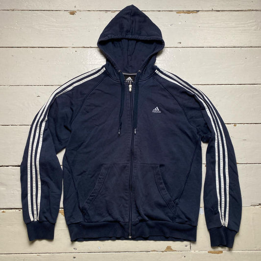 Adidas Performance Essentials Navy and White Hoodie