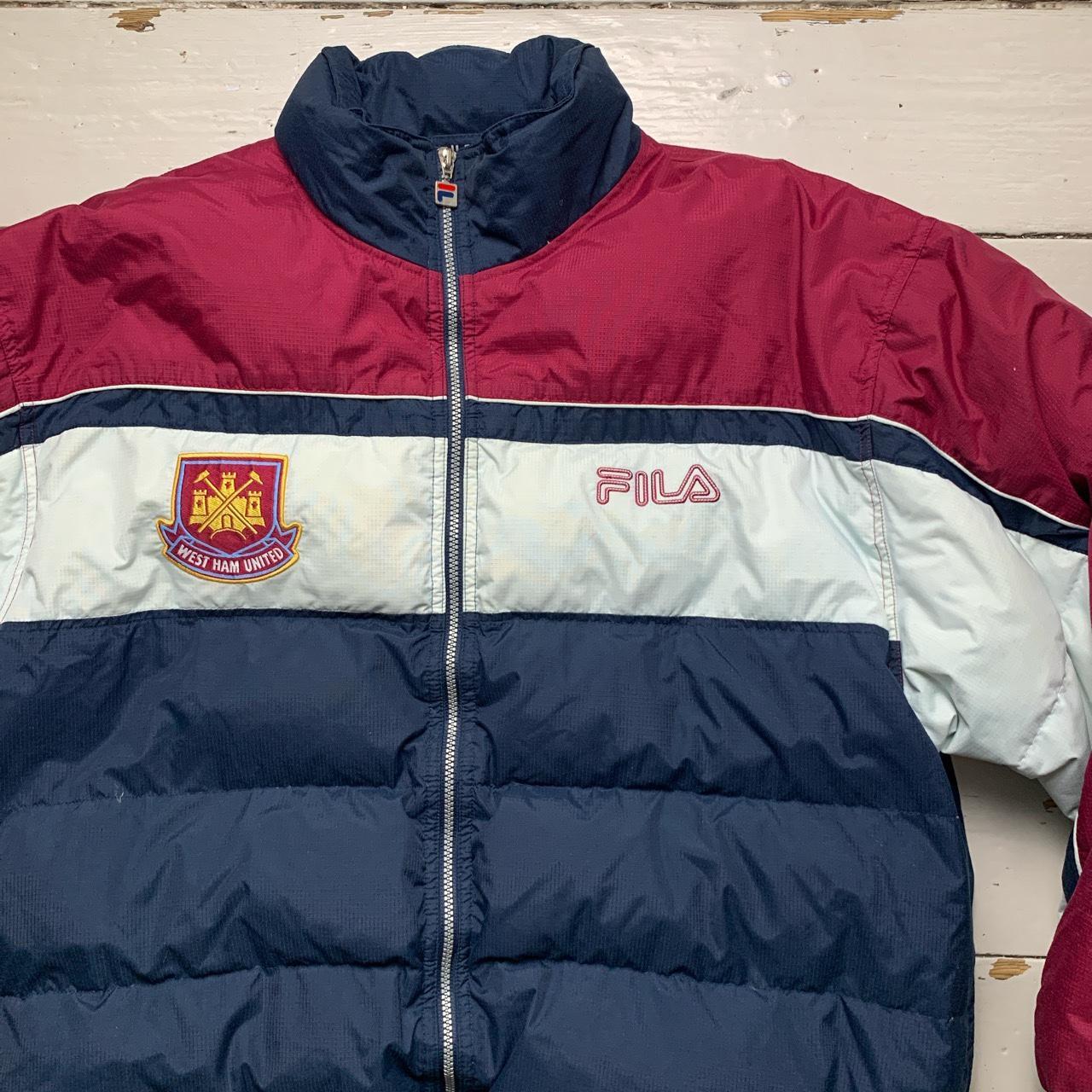 West Ham United Fila Vintage Puffer Jacket Navy Burgundy and White