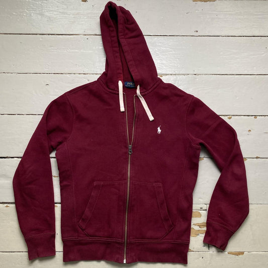 Polo Ralph Lauren Burgundy and Cream White Pony Hoodie