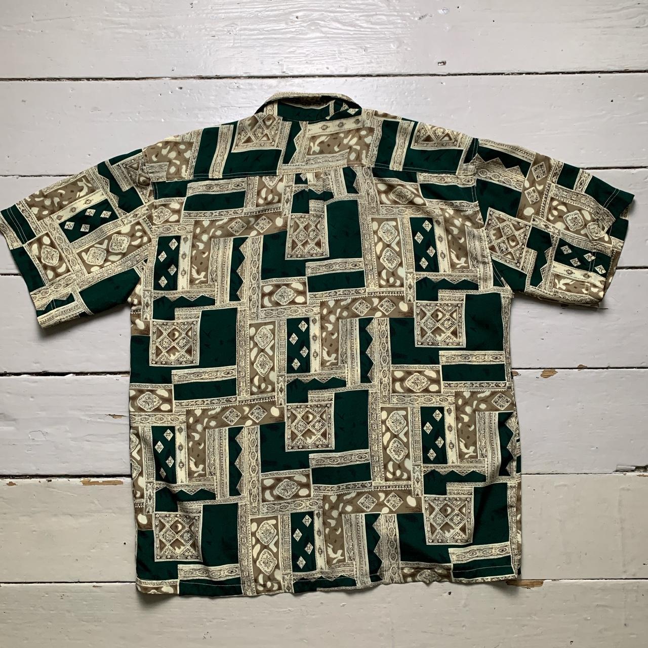 Vintage Ivy Crew Silk Green and Gold Shirt