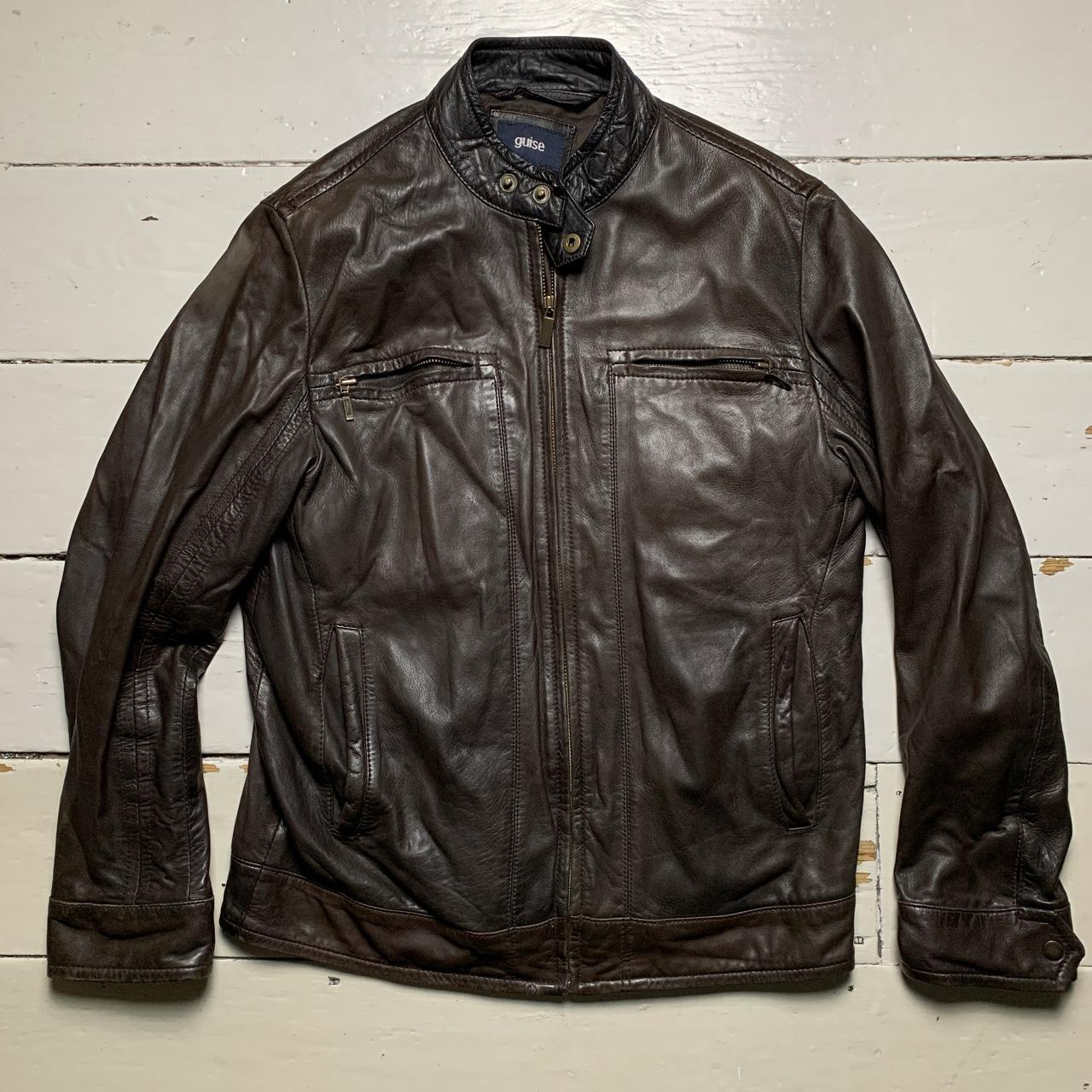 Guise Brown Leather Bomber Jacket