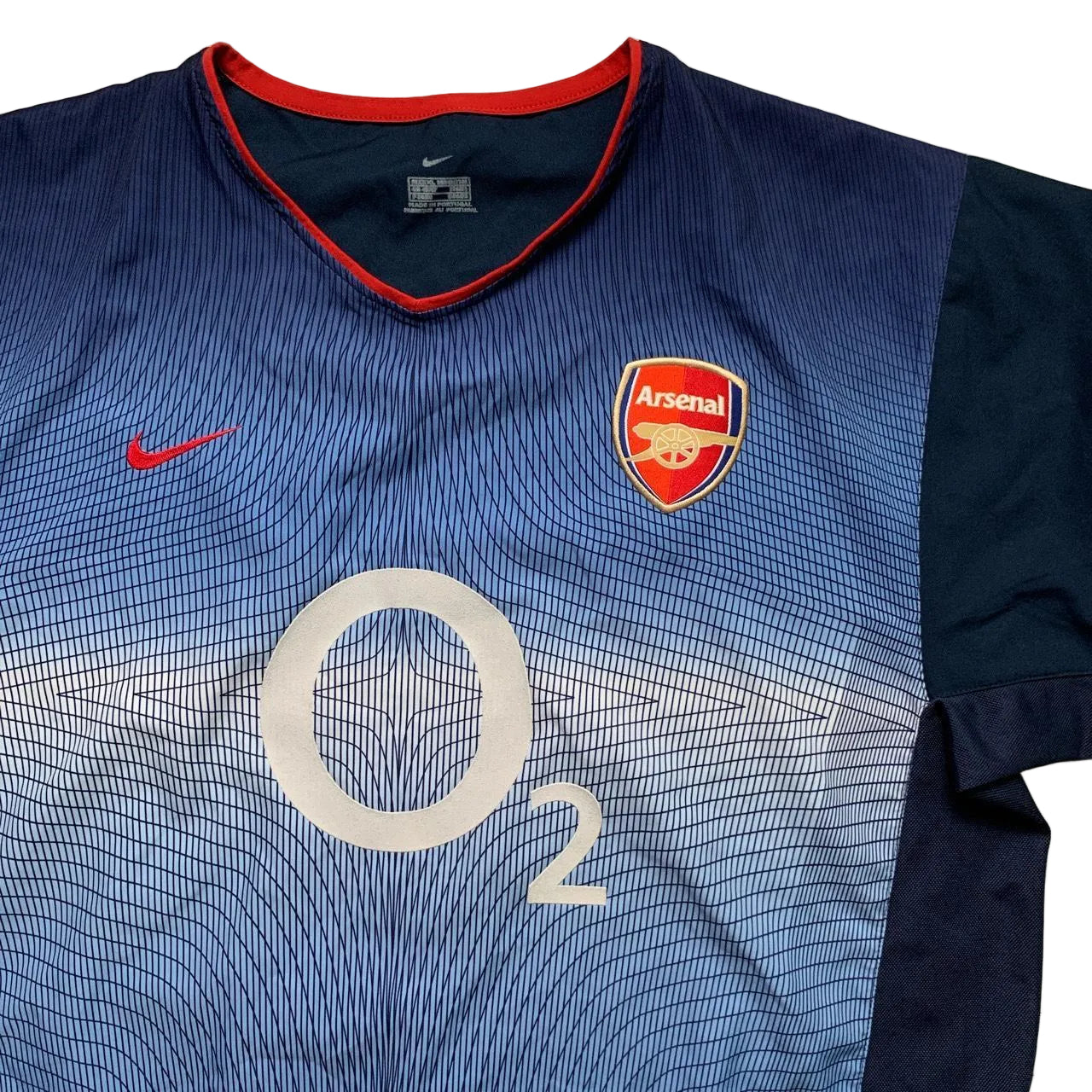 Arsenal Vintage O2 2002/04 Away Nike Blue and White Football Shirt (XL)