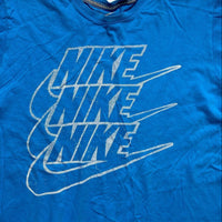 Nike Blue and White Multi Swoosh Vintage T Shirt (L)