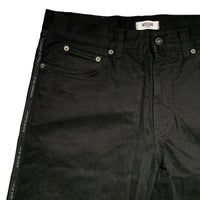 Moschino Jeans Vintage Black and Grey Stitch Jeans with Tape Repeat Logo (34W)