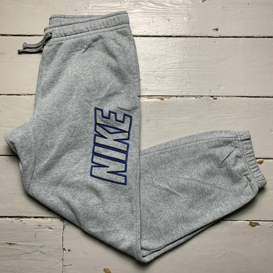 Nike Club Contrast Stitch Grey Blue and Black Spellout Joggers