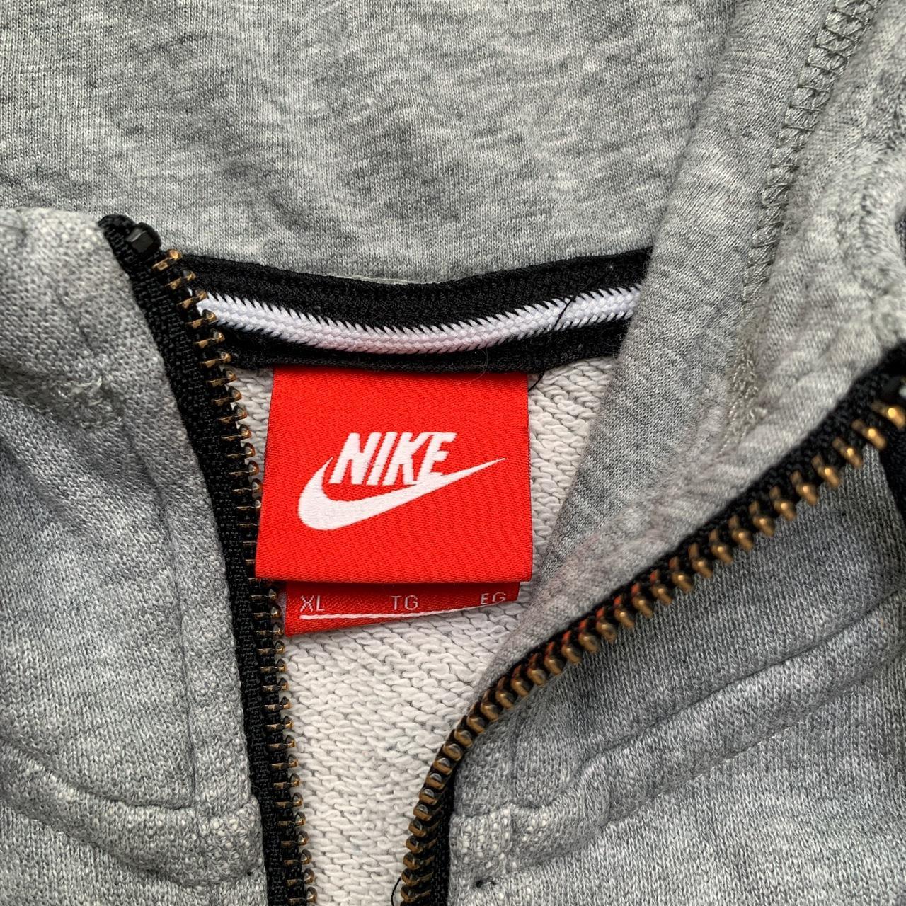 Nike Grey and White Swoosh Hoodie Zip Arm Pocket