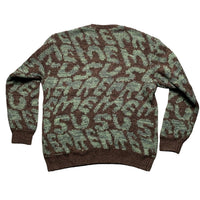 Supreme Stacked Thick Knit All Over Spellout Green and Brown Jumper (S)