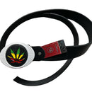 Spinning Marijuana Emblem Rasta Black Red Yellow and Green Belt