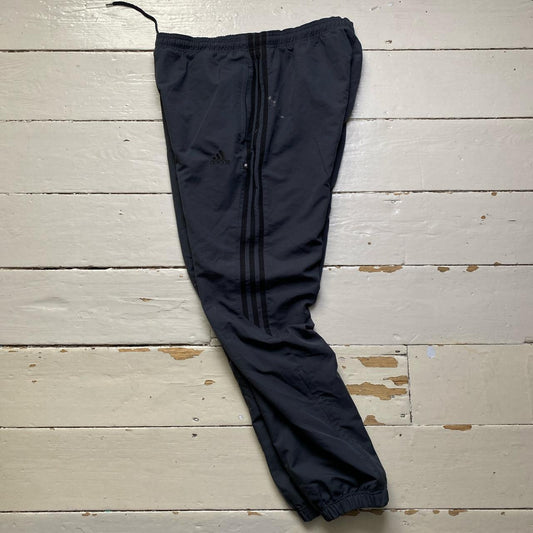 Adidas Vintage Baggy Shell Track Pant Bottoms Grey and Black