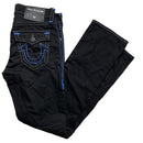 True Religion Black Blue and Grey Big Stitch Ricky Jeans (32W)